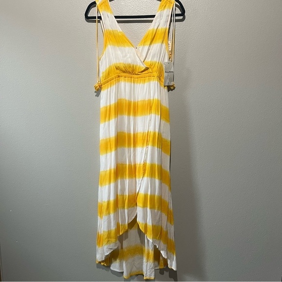 TOMMY BAHAMA- NWT Asymmetrical Yellow White Set Sail Stripe Maxi Sundress XS - Picture 2 of 7